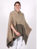 Super Soft Turtle Neck Side Slit Two-Tone Poncho